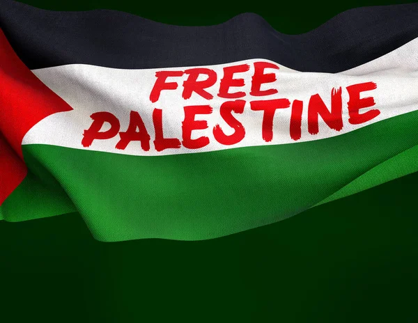 巴勒斯坦国旗 巴勒斯坦的国旗 视觉设计作品 土耳其伊斯坦布尔 8月30日 3D渲染 — 图库照片