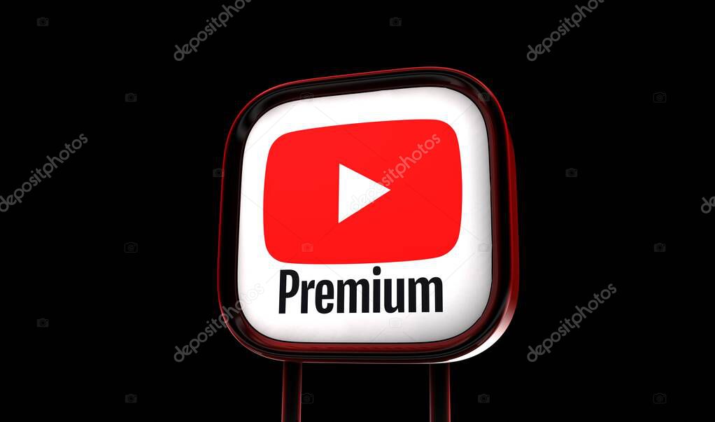 Youtube premium, social media images background design - (3D Rendering)