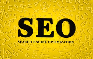 SEO, arama motoru optimizasyonu - sosyal medya arka planı.