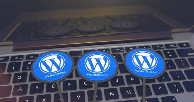 Wordpress, Sosyal Medya Konsepti, Çevrimiçi iletişim uygulamaları. 3B Görsel Tasarım