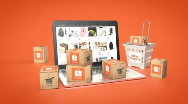 Shopee, Sosyal Medya Konsepti, E-ticaret platformları. 3B Görsel Tasarım