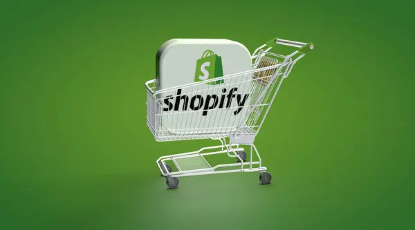 stock image Shopify, E-Commerce Visual Design, Social Media Images. 3D rendering