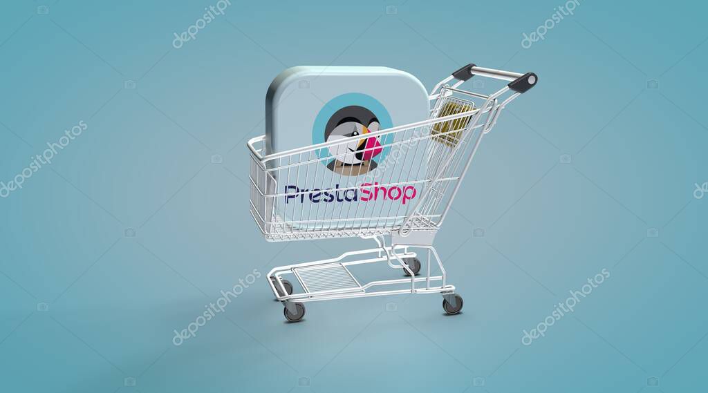 Prestashop, E-Commerce Visual Design, Social Media Images. 3D rendering