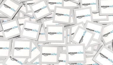  Amazon Echo, Sosyal Medya Logoları Görsel Sunum - Arkaplan Tasarımı.