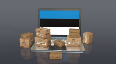  Estonya, Estonya Cumhuriyeti, E-Ticaret Görsel Tasarım, Sosyal Medya Görüntüleri. 3B görüntüleme.