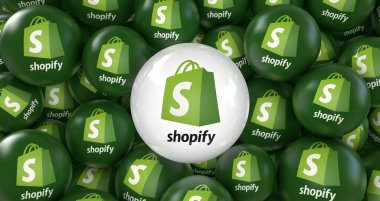 Shopify, Social Media Logo Görsel Sunumu (3D Görsel Tasarım) - 20 Şubat 2024, İstanbul, Türkiye