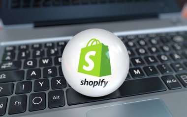 Shopify, Social Media Logo Görsel Sunumu (3D Görsel Tasarım) - 20 Şubat 2024, İstanbul, Türkiye