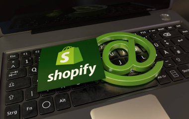 Shopify, Social Media Logo Görsel Sunumu (3D Görsel Tasarım) - 20 Şubat 2024, İstanbul, Türkiye