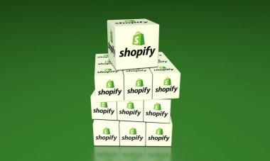 Shopify, Social Media Logo Görsel Sunumu (3D Görsel Tasarım) - 20 Şubat 2024, İstanbul, Türkiye