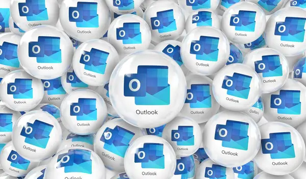 Microsoft Outlook ソーシャルメディアコンセプト 3Dビジュアルデザイン ストック画像