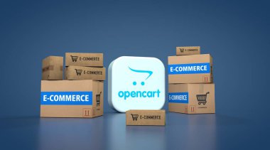 Açılış arabası ve E-Ticaret, E-Ticaret Görsel Tasarım, Sosyal Medya Görüntüleri. 3B görüntüleme.