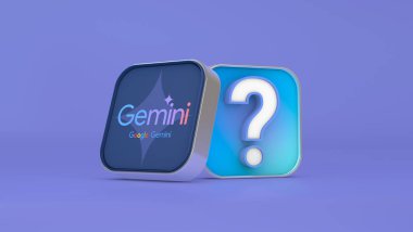 Google Gemini, yapay zeka, yapay zeka konsepti. 3B Görsel Tasarım. 