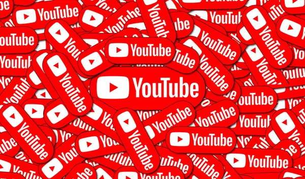 stock image Youtube, Youtube Logo Visual Presentation - Social Media Background.