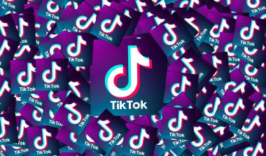 TikTok, Sosyal medya konsepti. Görsel Tasarım.