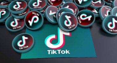 TikTok, Sosyal medya konsepti. Görsel Tasarım.