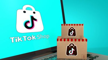 TikTok, TikTok Dükkanı - Sosyal Medya Konsepti. Görsel Tasarım.