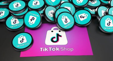 TikTok, TikTok Dükkanı - Sosyal Medya Konsepti. Görsel Tasarım.