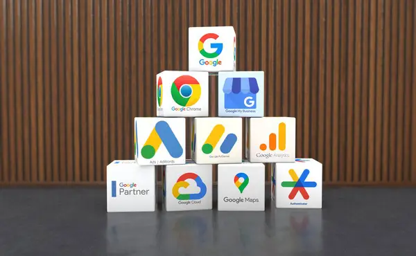 Google, Google Servisleri Logo Görsel Sunumu - Sosyal Medya Arkaplanı