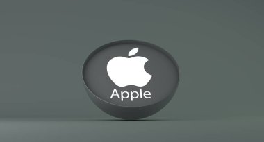 Apple, Apple Logosu 3D Görsel Tasarım - Sosyal Ağlar ve Haberler için Apple resmi. (3B Hazırlama)