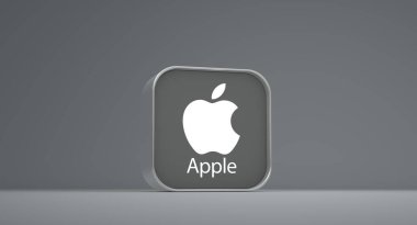 Apple, Apple Logosu 3D Görsel Tasarım - Sosyal Ağlar ve Haberler için Apple resmi. (3B Hazırlama)