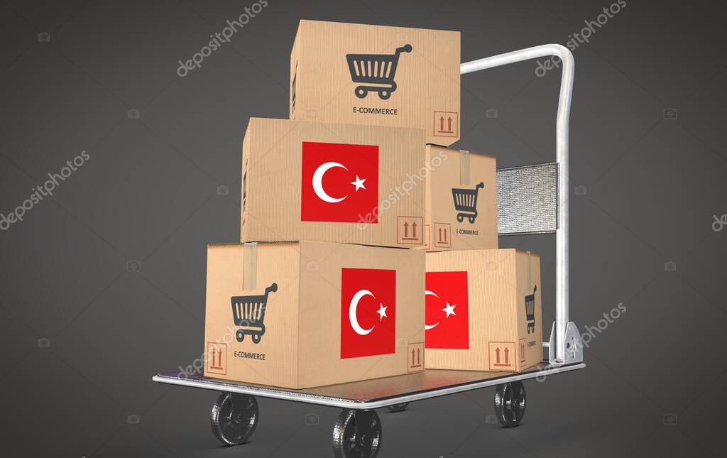 E-Commerce and Turkiye, E-Commerce Visual Design, Social Media Images. 3D rendering