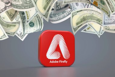 Firefly, Adobe Yaratıcı Bulut, Adobe Hizmetleri Logosu Görsel Sunumu.