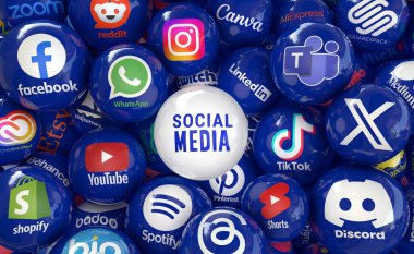 Medya, Sosyal Medya, Sosyal Medya Logoları Görsel Sunum - Arkaplan Tasarımı