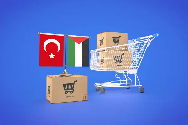 stock image Palestine, State of Palestine, Turkiye, E-commerce Platforms. 3D Visual Design