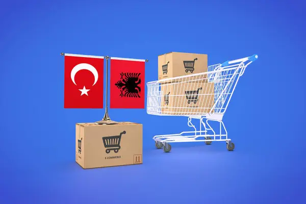 stock image Albania, Republic of Albania, Turkiye, E-commerce Platforms. 3D Visual Design