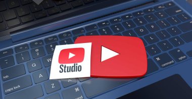 Youtube stüdyosu, Youtube Logo Görsel Sunumu - Sosyal Medya Arkaplanı (3D Render)