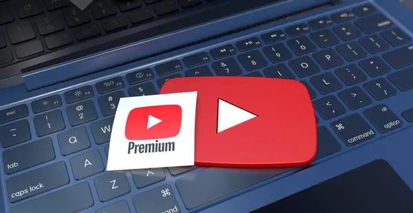 Stock image Youtube premium, Youtube Logo Visual Presentation - Social Media Background (3D Render)