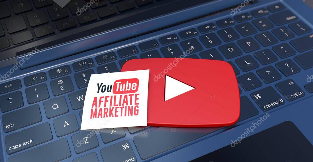 Youtube Affiliate Marketing, Youtube Logo Visual Presentation - Social Media Background (3D Render)