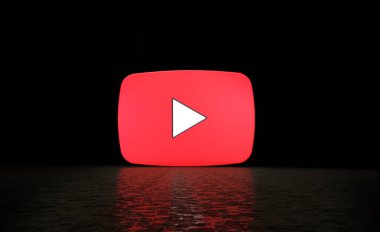 Youtube 3D görüntüleme. Sosyal Medya İşareti, Youtube Kanal Tanıtım Şablonu.