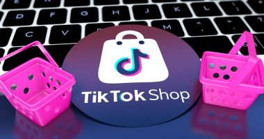 Tik Tok Shop, E-Commerce Visual Design, Social Media Images. 3D rendering clipart