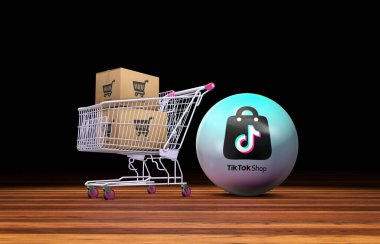 TikTok shop, Social Media Concept. Visual Design. clipart