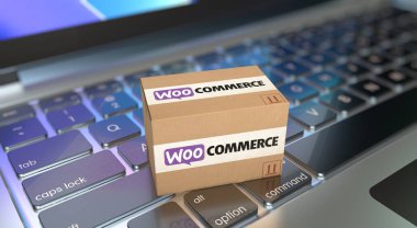 WooCommerce, Sosyal Medya Konsepti, E-ticaret platformları. 3B Görsel Tasarım