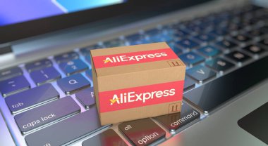 Aliexpress, Sosyal Medya Konsepti, E-ticaret platformları. 3B Görsel Tasarım
