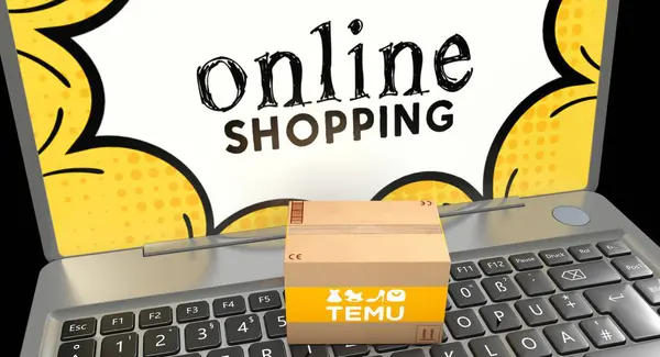 stock image Temu Shop is an Electronic e-commerce service. Visual Design for media.