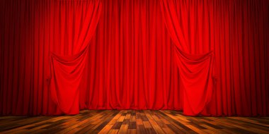 Kırmızı Perde ve Tiyatro Sahne Görüntüsü, Sahne Resmi.