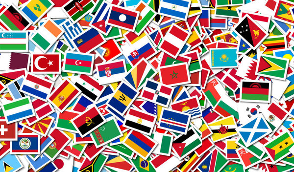 Общие мировые флаги - дизайн фонового пространства социальных сетей.
