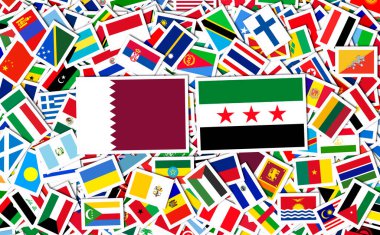 Syria Flag and Quatar, State of Qatar, Flag of the Syrian Revolution - New Syrian Flag clipart