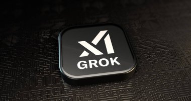 Grok Logosu, 3D Görsel Logo Tasarımı - X Corp. Teknoloji Şirketi.