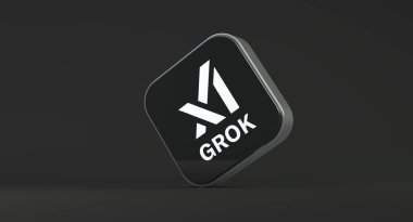 Grok Logosu, 3D Görsel Logo Tasarımı - X Corp. Teknoloji Şirketi.