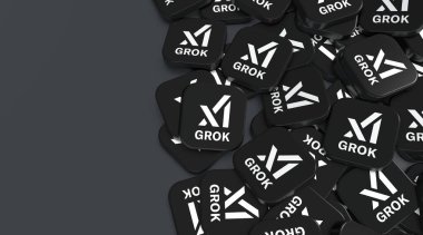 Grok Logosu, 3D Görsel Logo Tasarımı - X Corp. Teknoloji Şirketi.