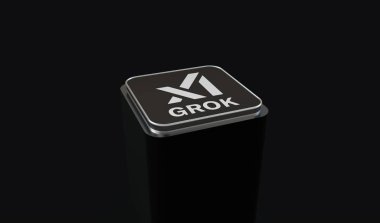 Grok Logosu, 3D Görsel Logo Tasarımı - X Corp. Teknoloji Şirketi.