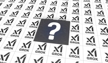 Grok Logosu, 3D Görsel Logo Tasarımı - X Corp. Teknoloji Şirketi.