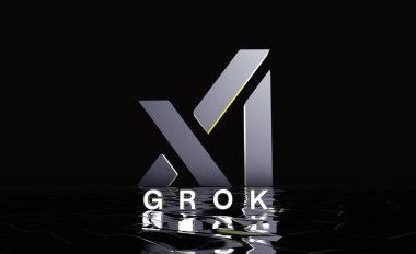Grok Logosu, 3D Görsel Logo Tasarımı - X Corp. Teknoloji Şirketi.