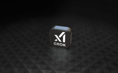 Grok Logosu, 3D Görsel Logo Tasarımı - X Corp. Teknoloji Şirketi.