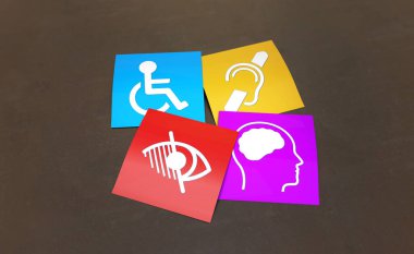 Engelli, Engelli İşaretleri, Simgeler Görsel Sunumdur. 