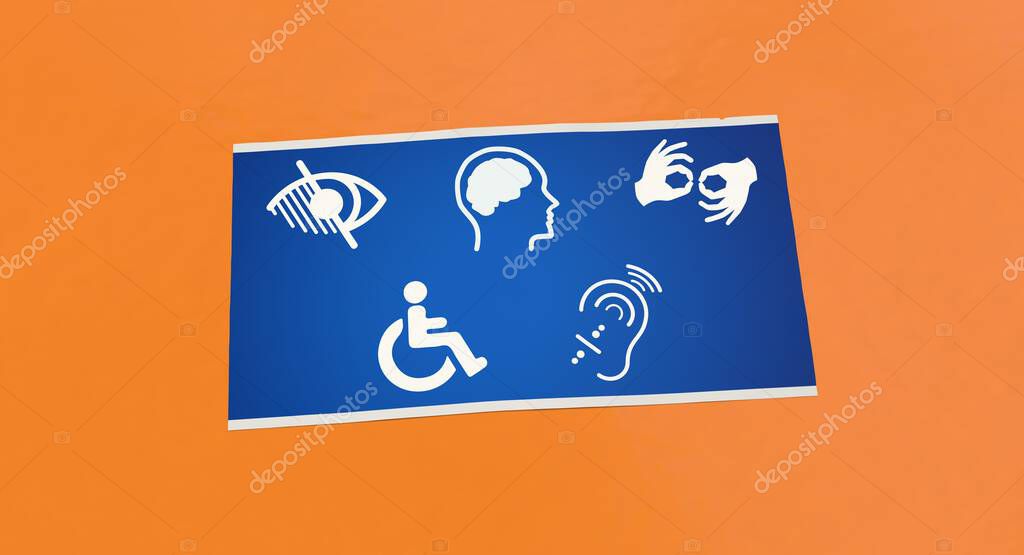 Disabled, Disability Signs, Icons are Visual Presentation.
